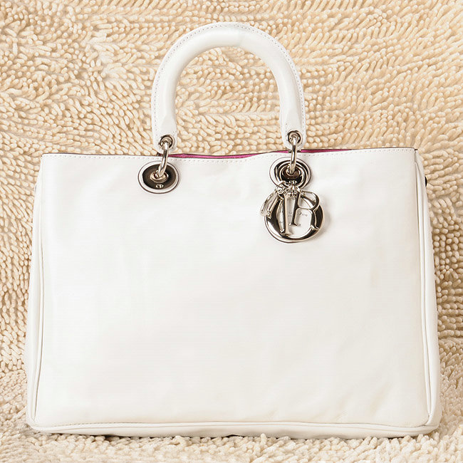Christian Dior diorissimo nappa leather bag 0901 white with silver hardware